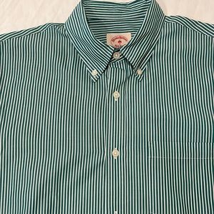 Brooks Brothers Red Fleece Men’s M long sleeve dress shirt green pinstripe